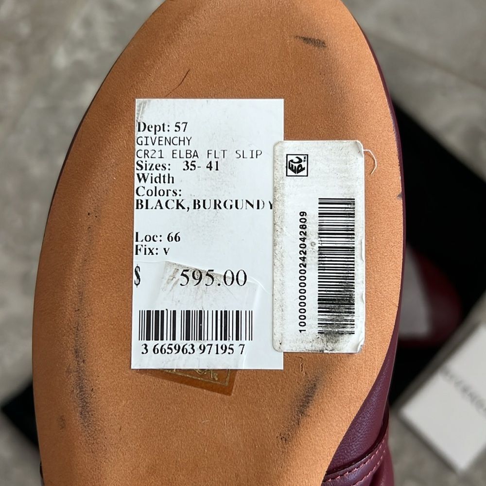 Givenchy Elba Slippers, 100% Lamb Leather Mules in Burgundy, New, Size 36 - Picture 10 of 13